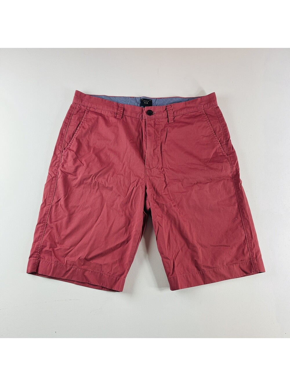 J Crew Club Chino Shorts Red Flat Front Mens Size 33